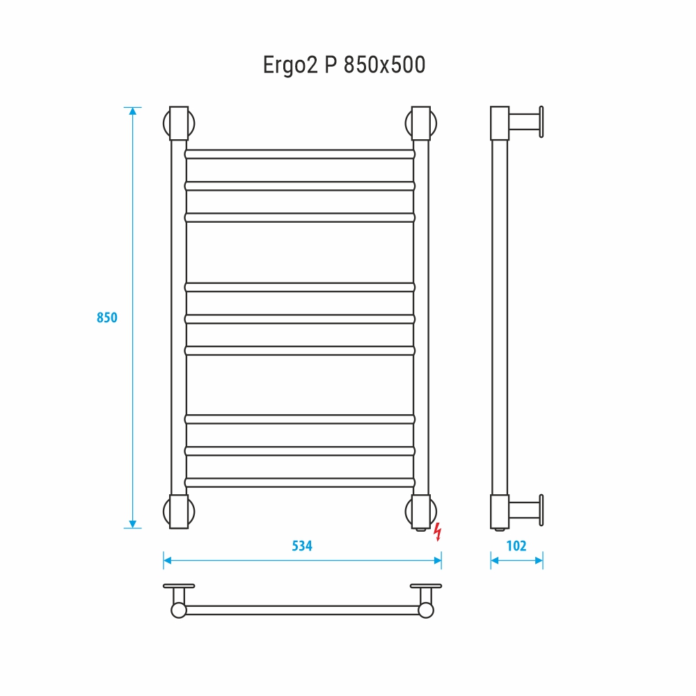 Электрический полотенцесушитель Energy Ergo2 P 850x500 прямой