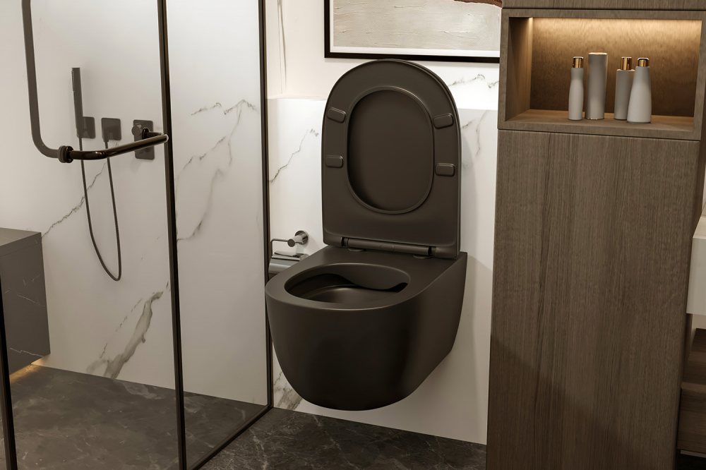 Унитаз Abber Bequem AC1104MB подвесной черный матовый, безободковый