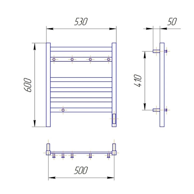 Полотенцесушитель электрический Lemark Тропик LM70565BL 600x500