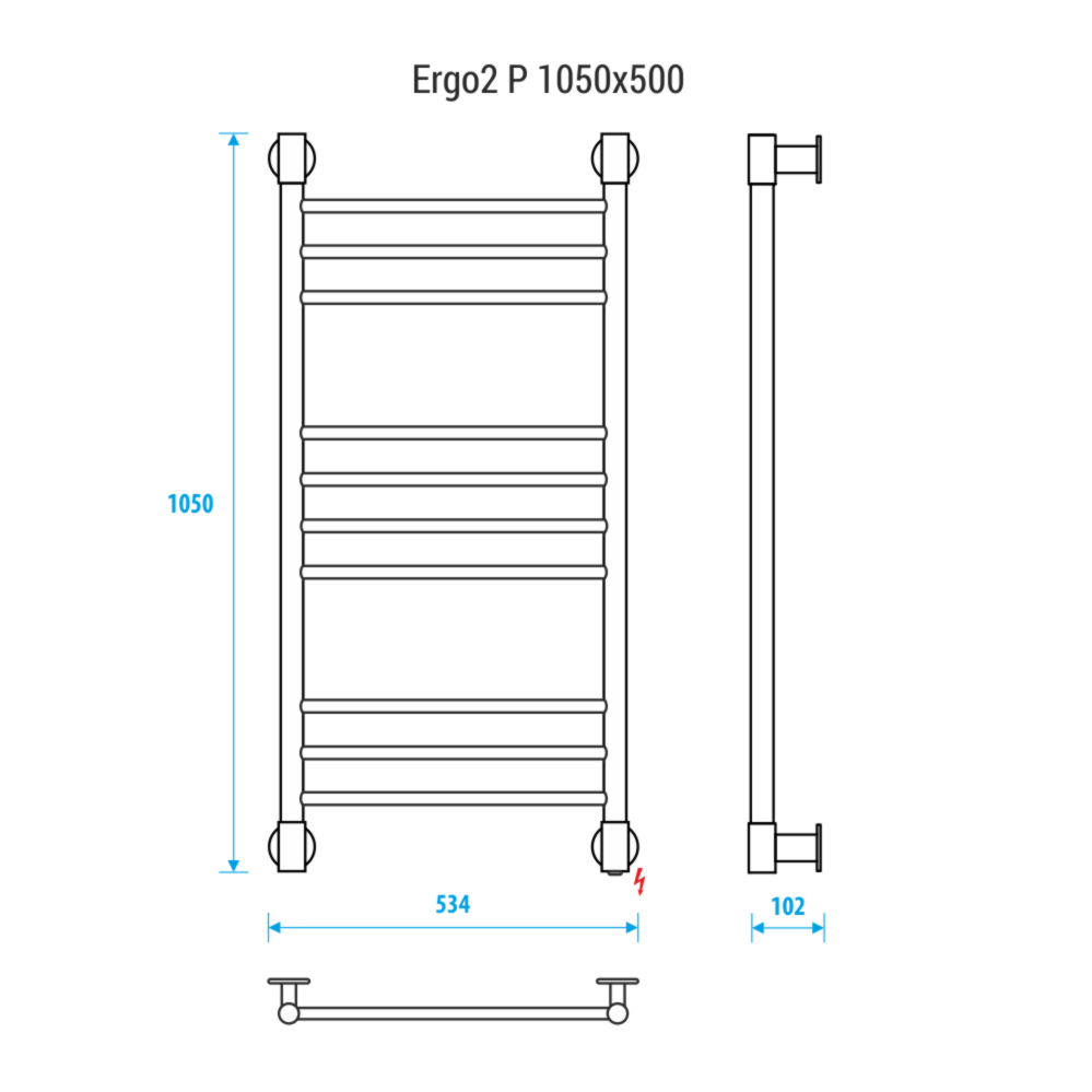 Электрический полотенцесушитель Energy Ergo2 P 1050х500 прямой