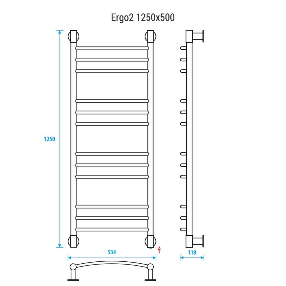 Электрический полотенцесушитель Energy Ergo2 1250x500 RAL 9005 (черный матовый)