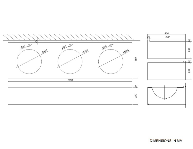Раковина коллективная закрытого типа Nofer 13080.3.S
