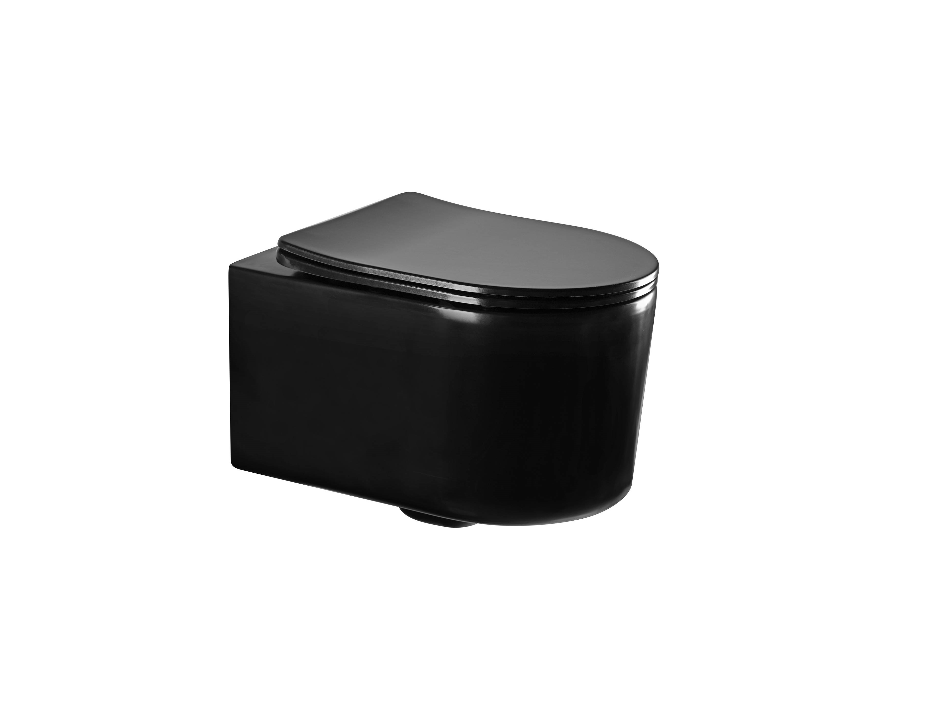 Унитаз подвесной безободковый Aquatek Мия AQ2004-MB с сиденьем Soft Close черный матовый