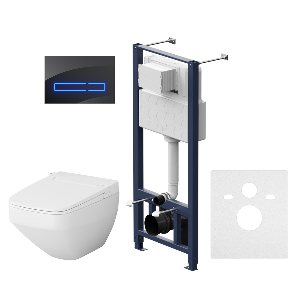 Инсталляция с подвесным унитазом AM.PM Inspire 2.0 FlashClean, с электронной крышкой-биде CleanCare и клавишей
