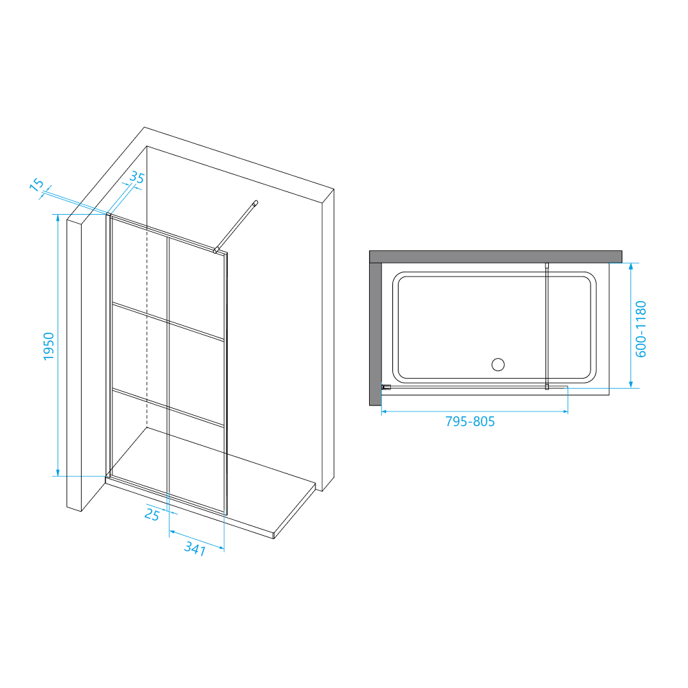 Перегородка для душа RGW WA-111B 80х195