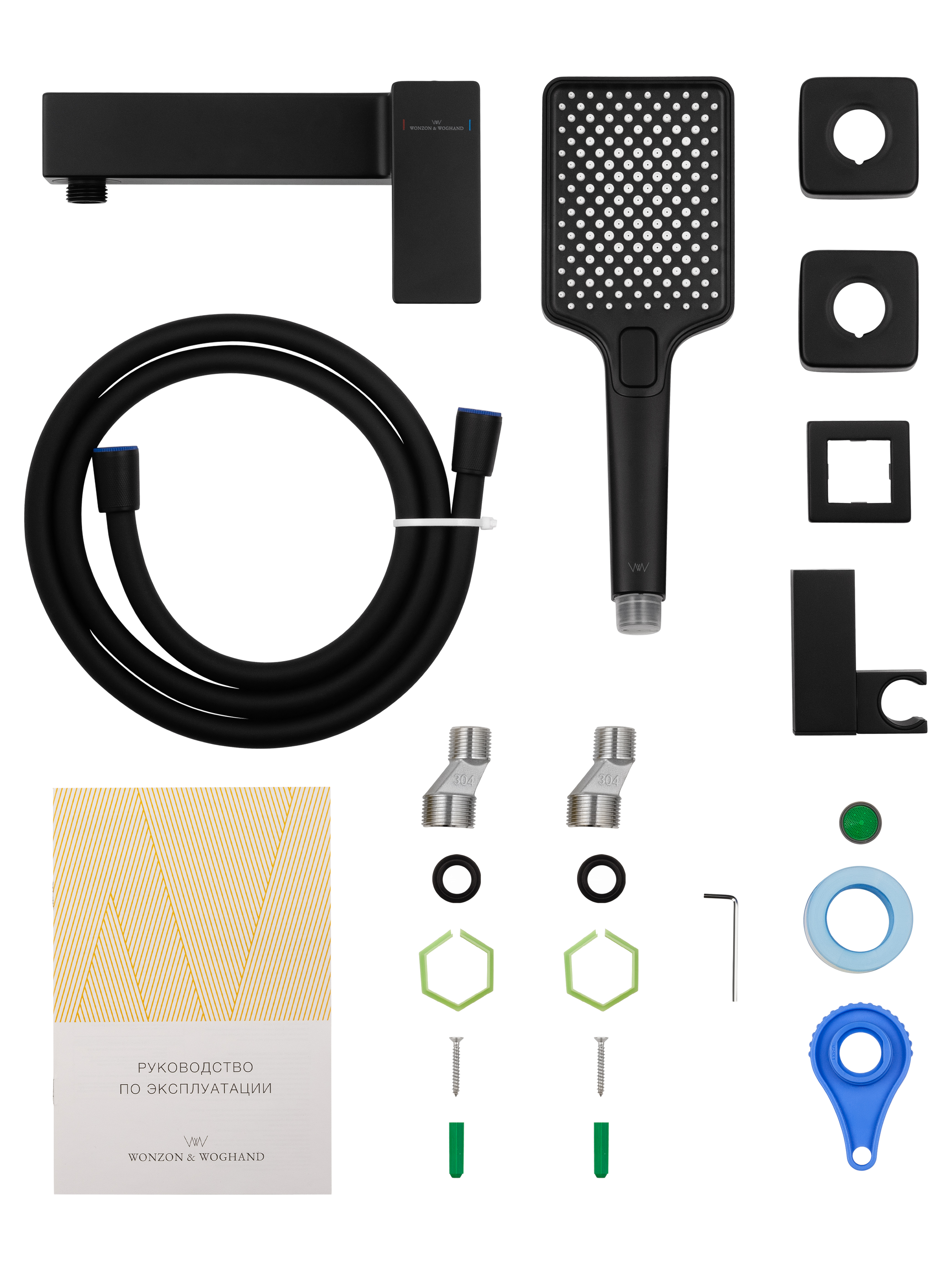 Смеситель для душа WONZON & WOGHAND CUBE 2.0, Черный матовый WW-88048068-MB