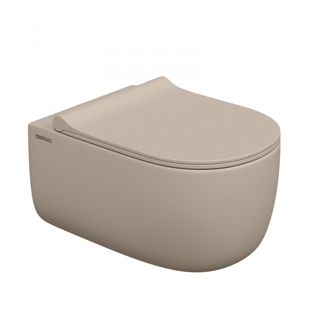 Унитаз подвесной Berges EGO XL 082728 безободковый, жасмин матовый