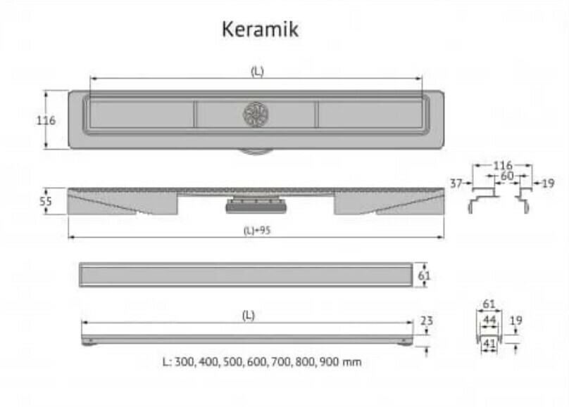 Душевой лоток Berges Wasserhaus B1 Keramik 400