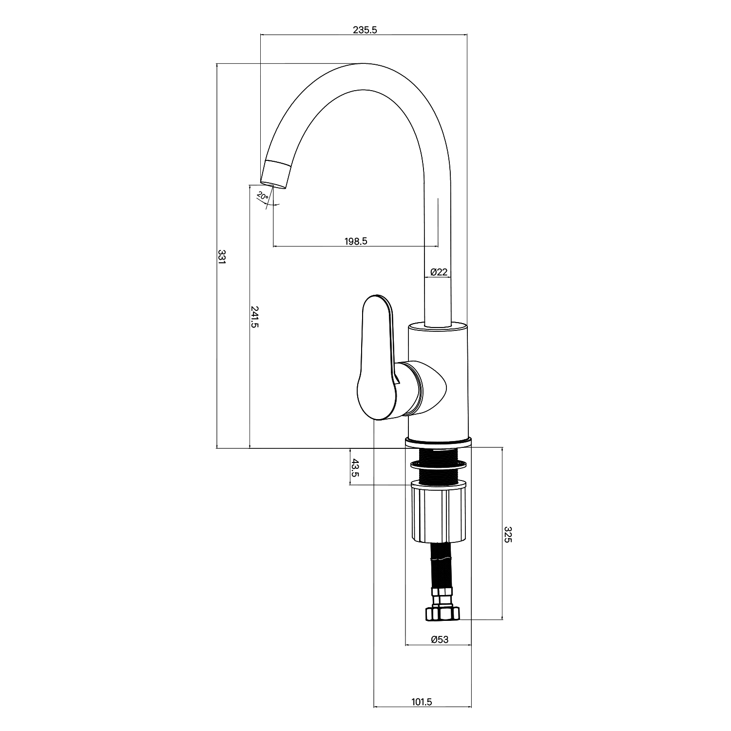Смеситель для кухни Milardo Poli POLBLJ0M05