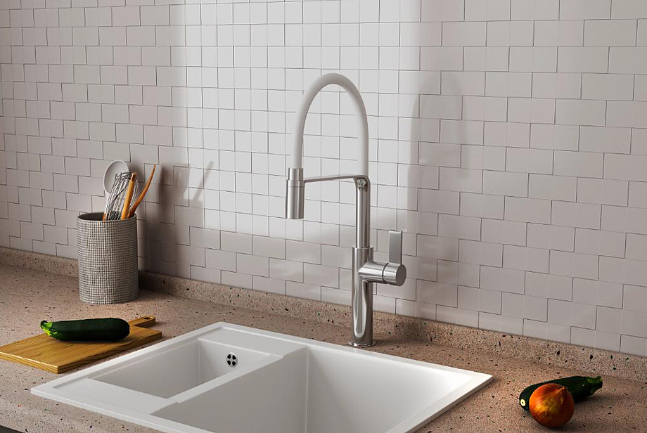 Смеситель для кухонной мойки с гибким изливом Rush MS9035-35White