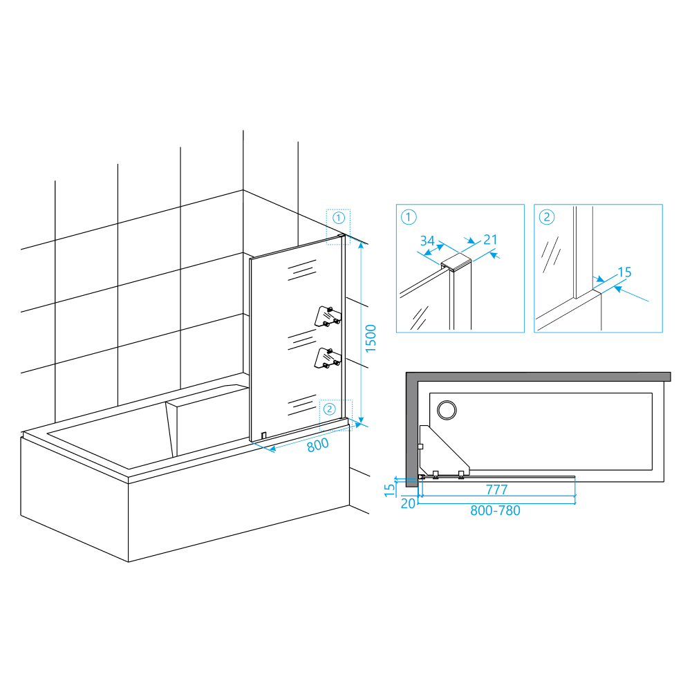 Шторка на ванну RGW SC-53 80х150