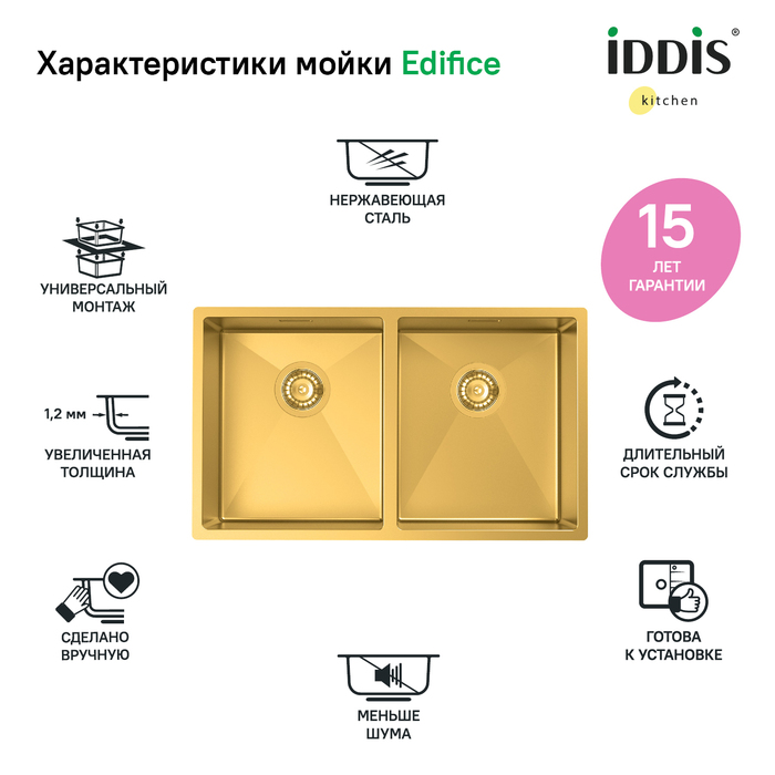 Мойка встраиваемая Iddis Edifice EDI75B2i77