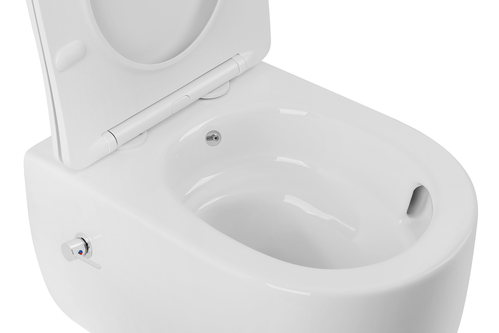 Унитаз-биде Abber Bequem AC1104TNS подвесной белый, безободковый, смыв торнадо