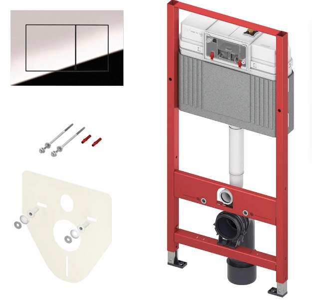 Система инсталляции для унитазов TECE Now 9400412 4 в 1 с кнопкой смыва