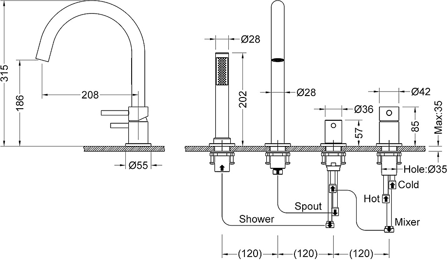 Смеситель на борт ванны Timo Saona 2320/03Y
