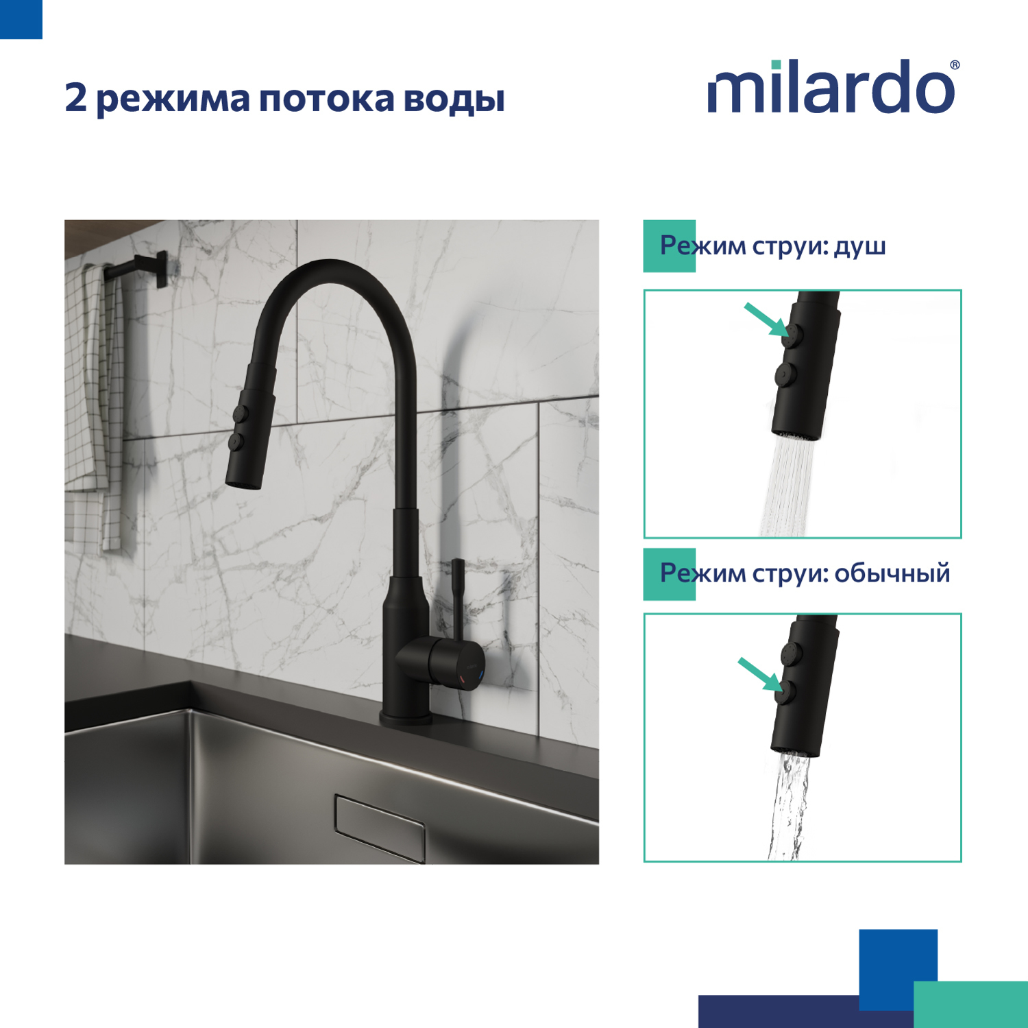 Смеситель для кухни Milardo Meal M01BL2FM05
