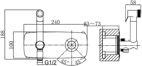 Смеситель встраиваемый для биде с гигиеническим душем D&K Bayern Alfeld DA1484501 хром