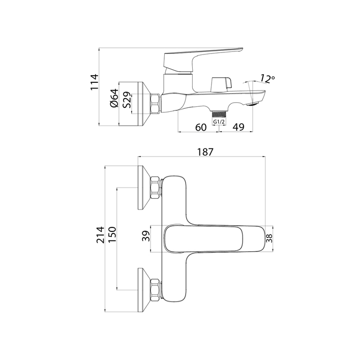 Смеситель для ванны Iddis Sign SIGSB02i02WA