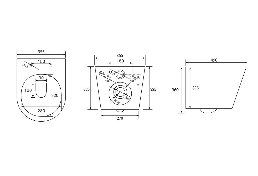 Унитаз Abber Bequem AC1102 подвесной белый, безободковый