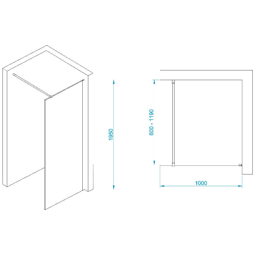 Перегородка для душа RGW WA-002B 100х195