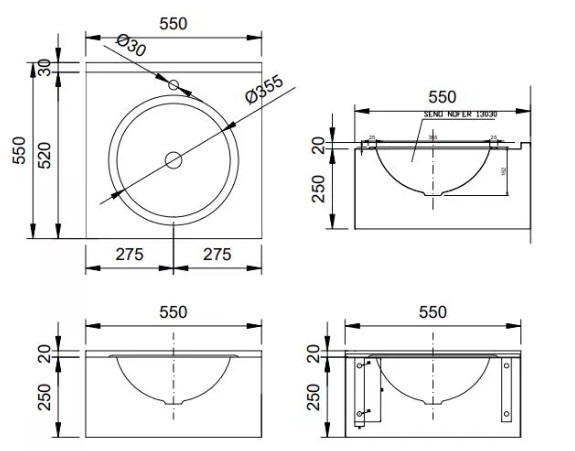 Раковина коллективная Nofer 13081.1.S