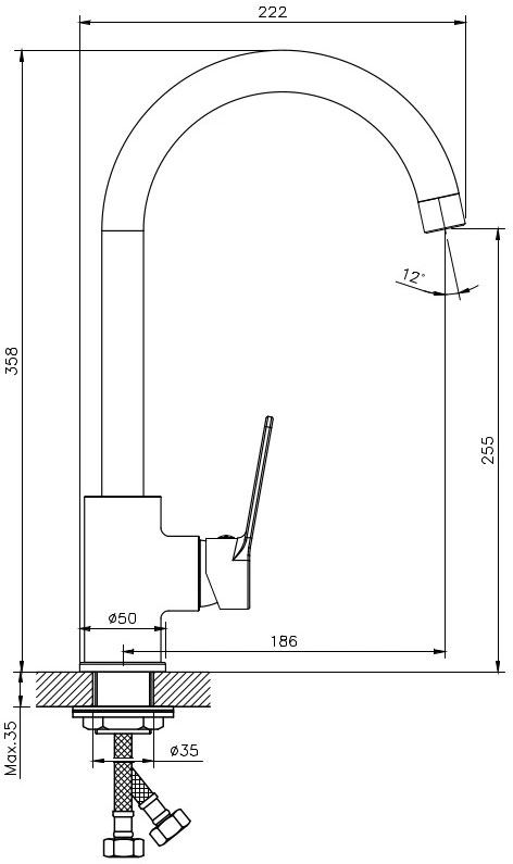 Смеситель для кухни с гибким изливом Rush Siple SI7335-60Grey