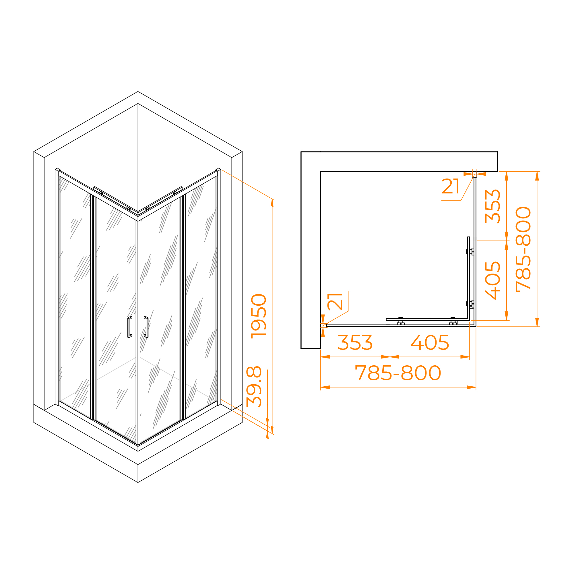 Душевой уголок RGW PA-030B 80х80
