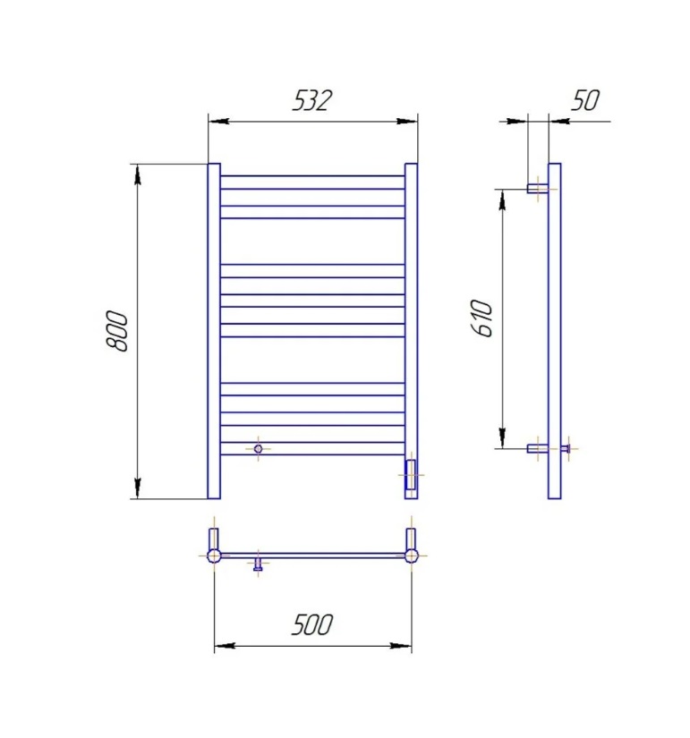 Полотенцесушитель электрический Lemark Сибирь LM17185BL 800x500