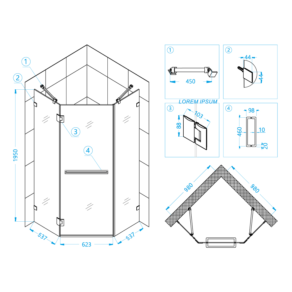 Душевой уголок RGW HO-082 100х100