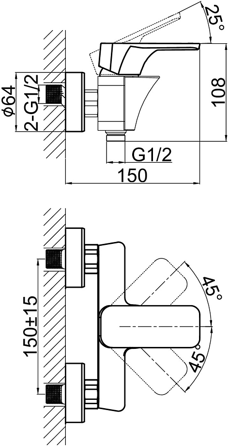Смеситель для душа D&K Berlin Kunste DA1433113 оранжевый, хром