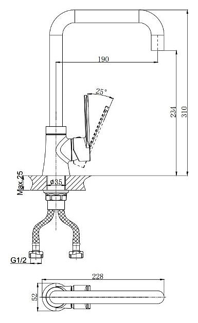 Смеситель для кухни RUSH Denis DN0335-2