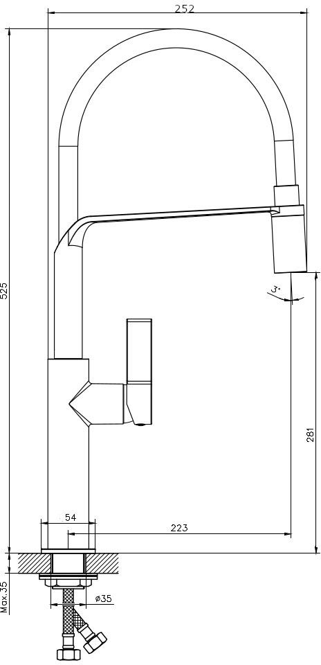 Смеситель для кухонной мойки с гибким изливом Rush MS9035-35Black