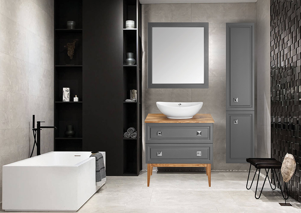 Мебель для ванной подвесная ASB-Woodline Каталина 80 Grey