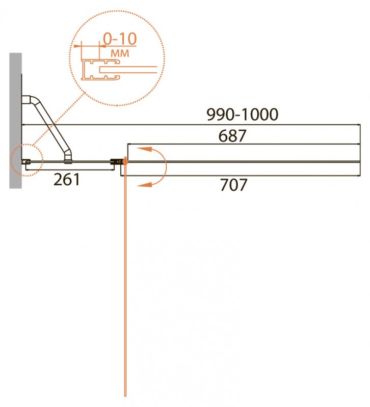 Душевая шторка Cezares RELAX-V-11-100/140-C-Bi