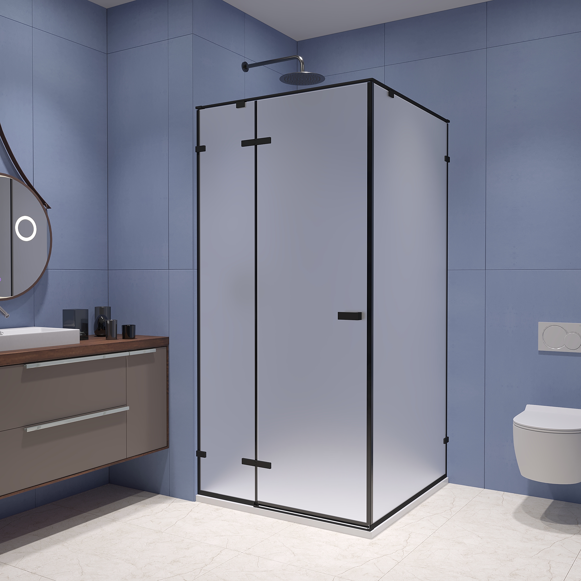 Душевой уголок RGW SV-030B 100х100 с распашной дверью матовое