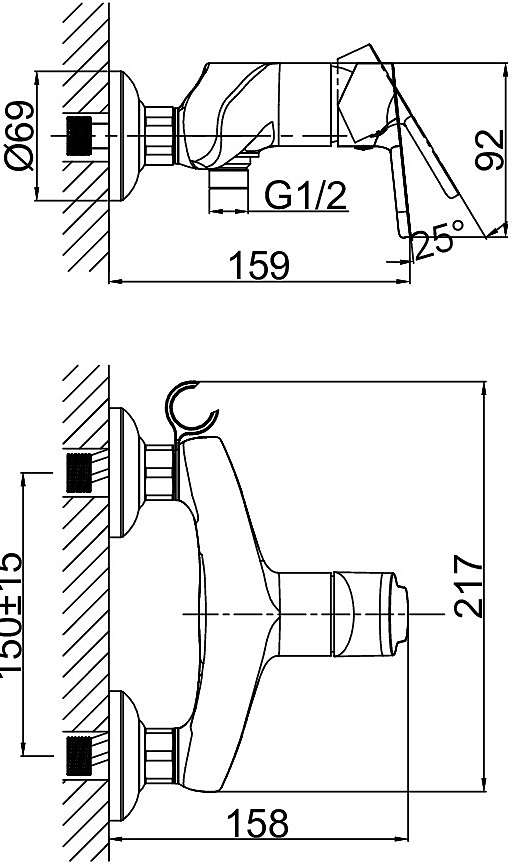Смеситель для душа D&K Rhein Marx DA1393101 хром