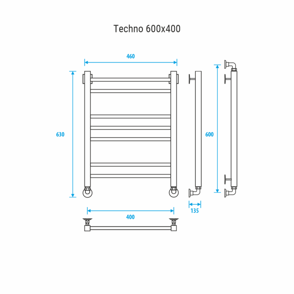 Водяной полотенцесушитель Energy Techno 800x500 черный матовый (RAL 9005)