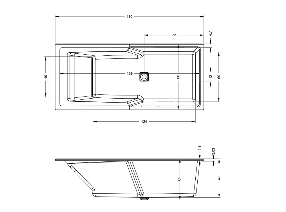 Акриловая ванна RIHO Still Shower 180x80 LED