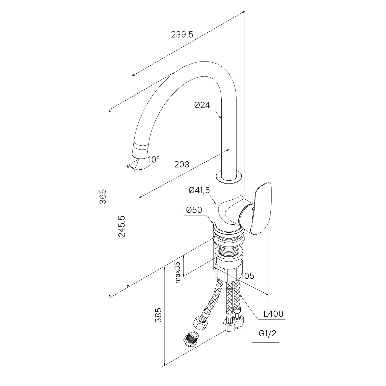 Смеситель для кухни Milardo RORBLFJM05