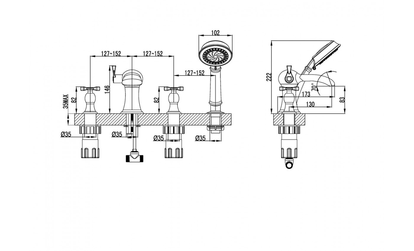Смеситель Lemark Benefit LM2541C на борт ванны