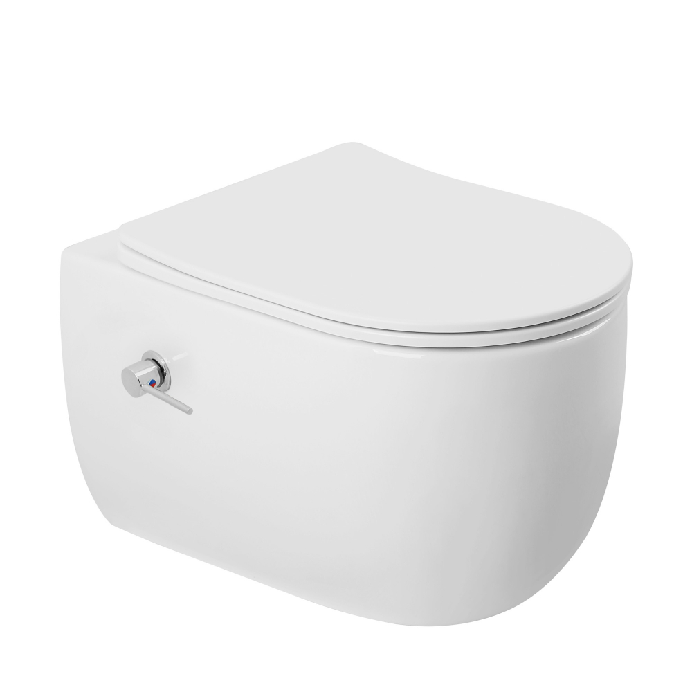 Унитаз-биде Abber Bequem AC1104TNS подвесной белый, безободковый, смыв торнадо