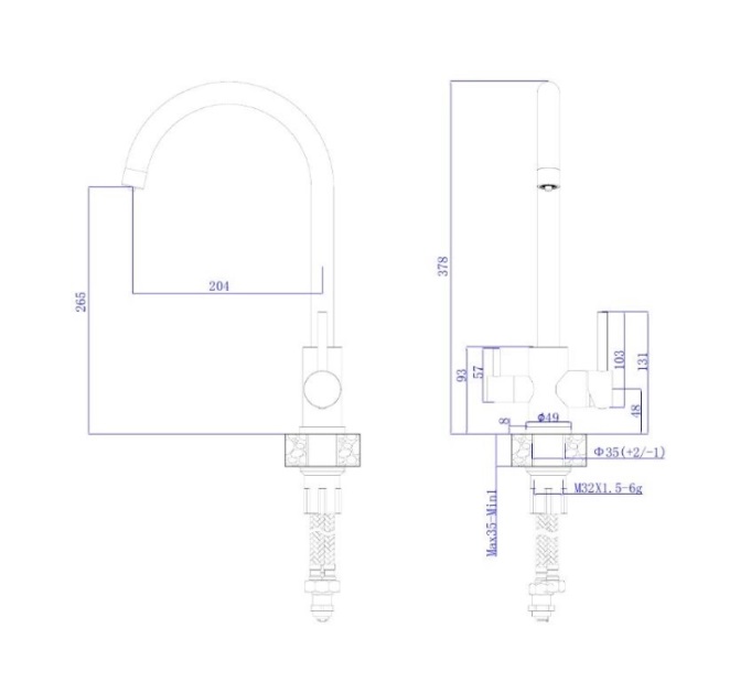 Смеситель для кухни Rush SUS9035-37Black