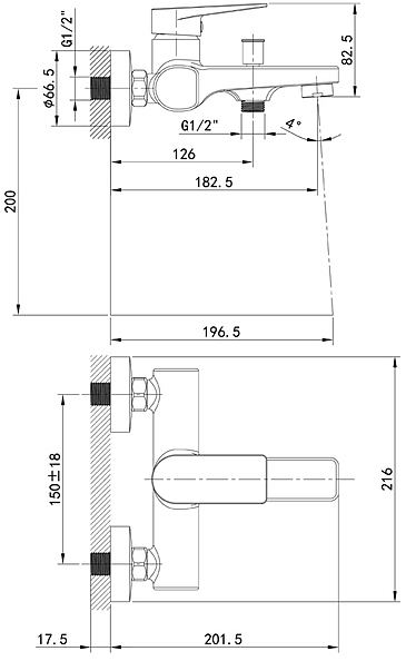 Смеситель для ванны Iddis Bridge BRDSB00i02WA