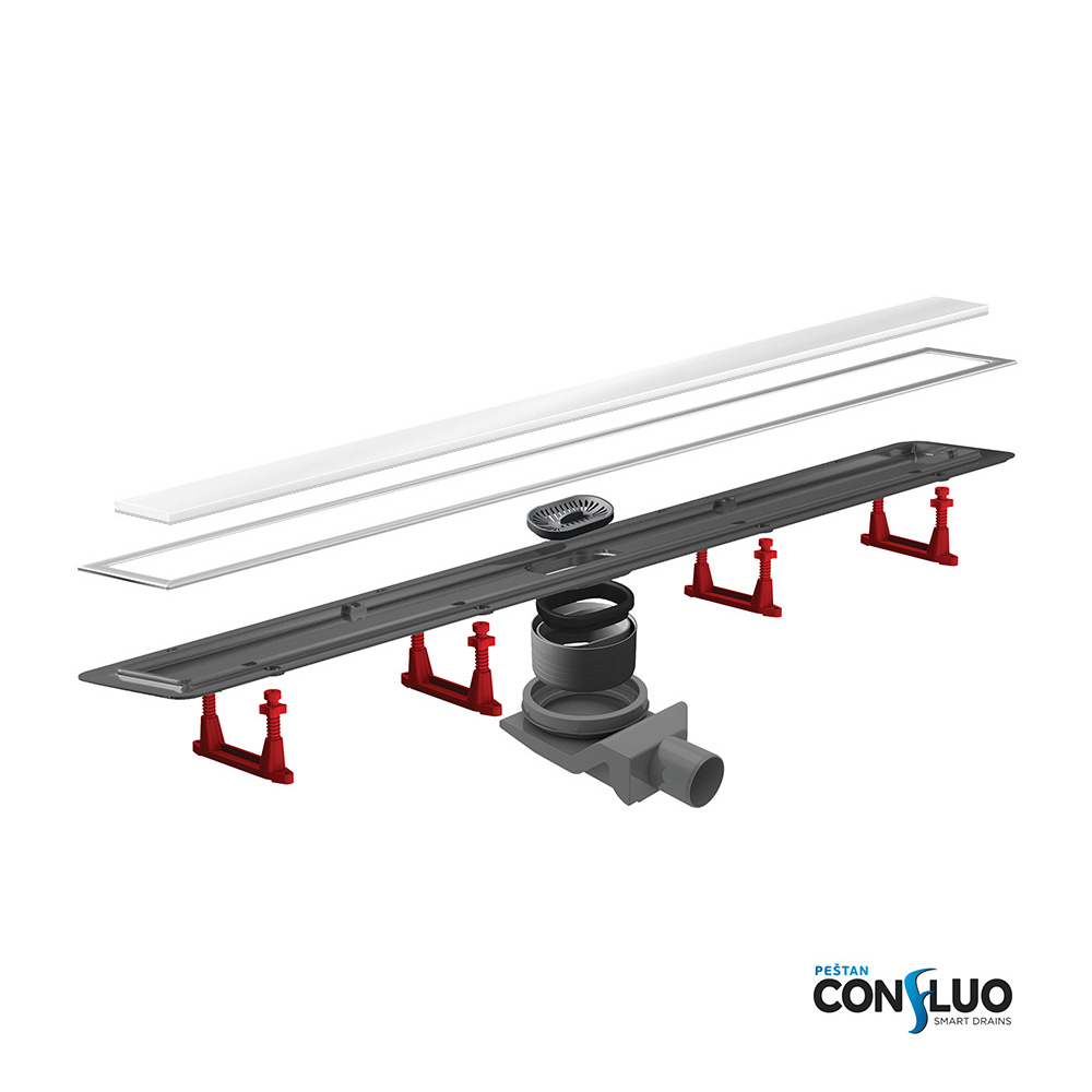 Confluo Premium White Glass Line 650 линейный трап PESTAN