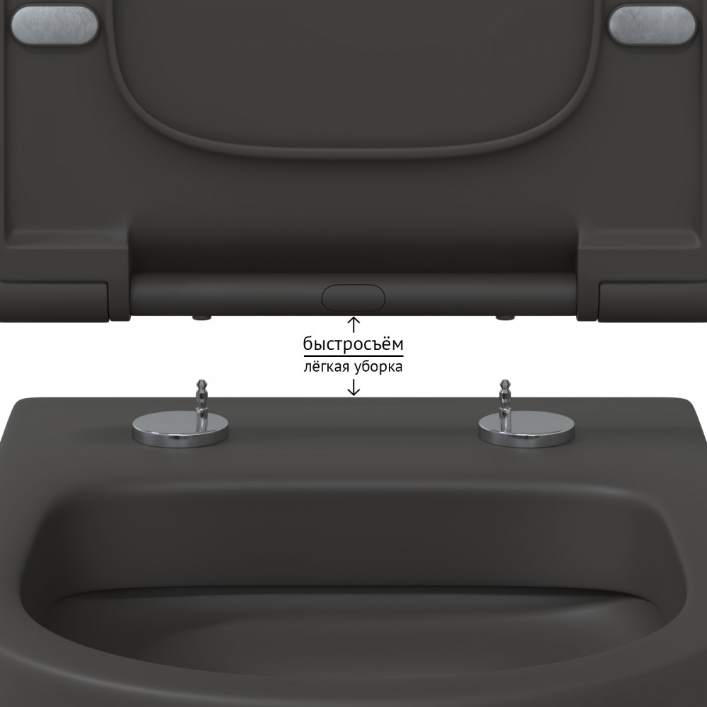 Унитаз подвесной Berges EGO XL 083218 безободковый, антрацит матовый