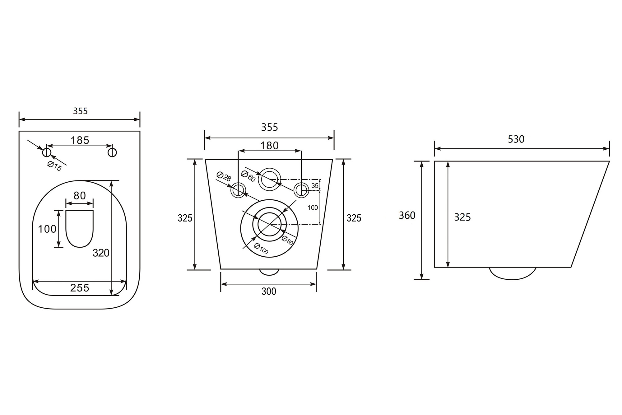 Унитаз Abber Rechteck AC1201T подвесной белый, безободковый, смыв торнадо