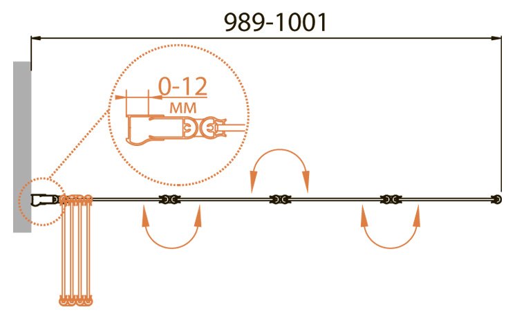 Душевая шторка Cezares RELAX-V-4-100/140-C-Bi