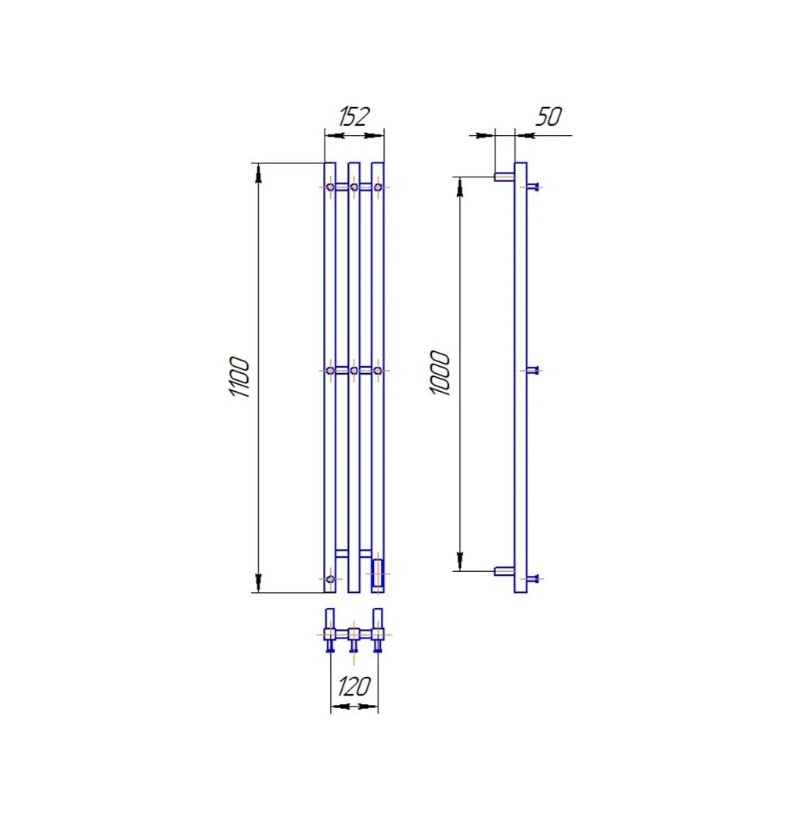 Полотенцесушитель электрический Lemark Соло  LM71712BL 1100x120
