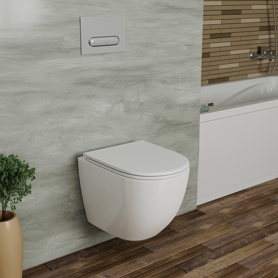 Унитаз подвесной D&K Matrix DT1396016 безободковый, белый