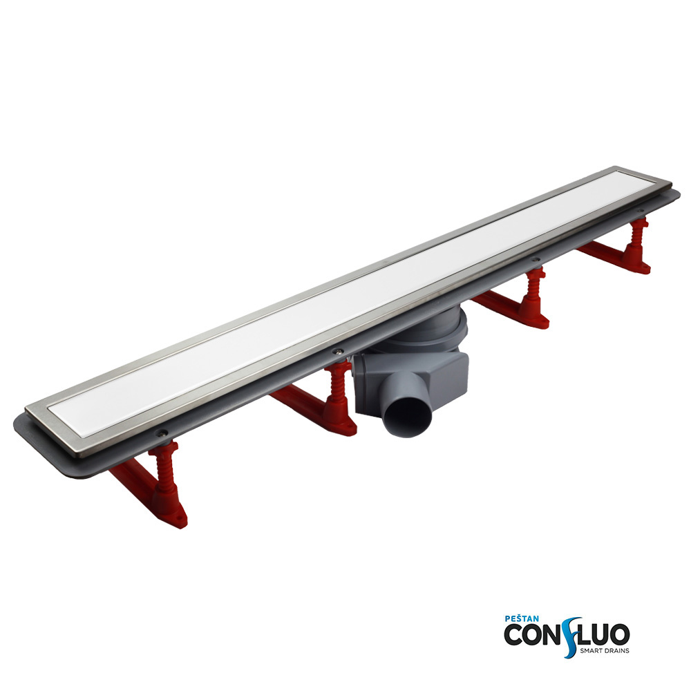 Confluo Premium White Glass Line 650 линейный трап PESTAN
